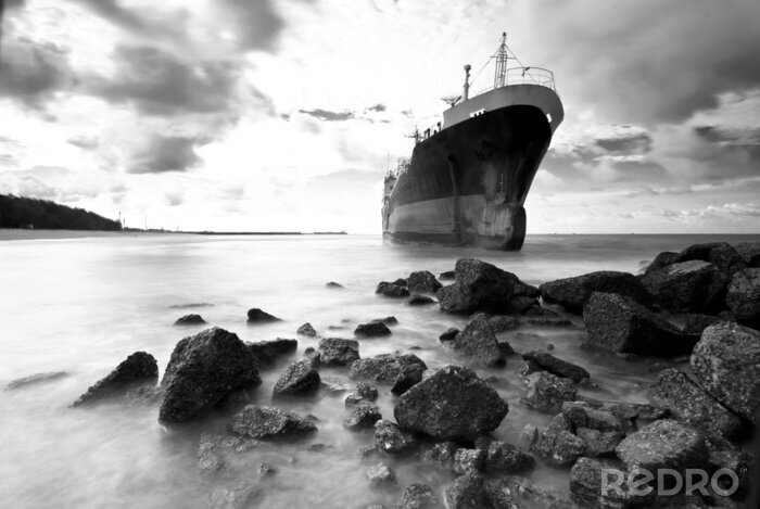 Fototapete Schiff in Schwarz und Weiß