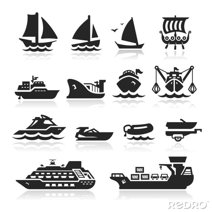Fototapete Schiffe und Boote Symbolen