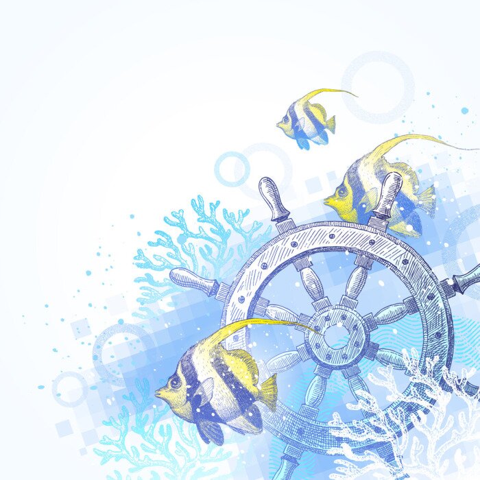 Fototapete Schiffsruder Skizze