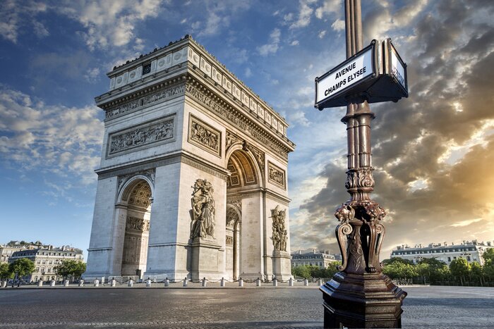Fototapete Schilder und Arc de Triomphe in Paris