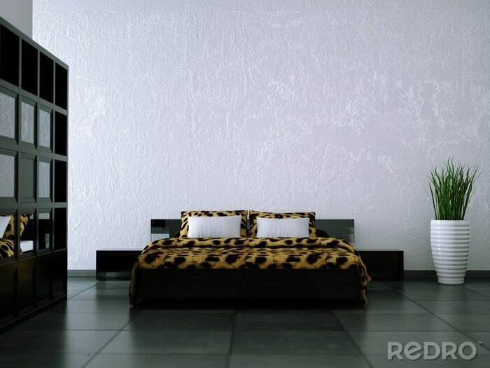 Fototapete Schlafzimmer schwarz weiss Leopardendecke