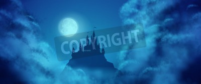 Fototapete Schloss für Kinder inmitten von Wolken