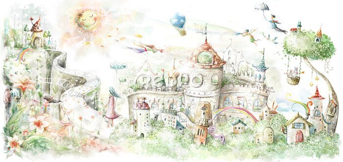 Fototapete Schloss in einer magischen Stadt