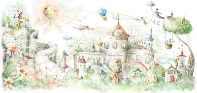 Fototapete Schloss in einer magischen Stadt