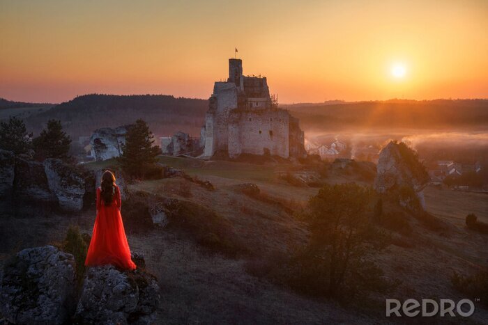Fototapete Schloss von Prinzessin bei Sonnenuntergang