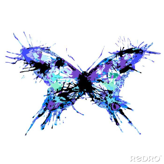 Fototapete Schmetterling in farbigem Aquarell
