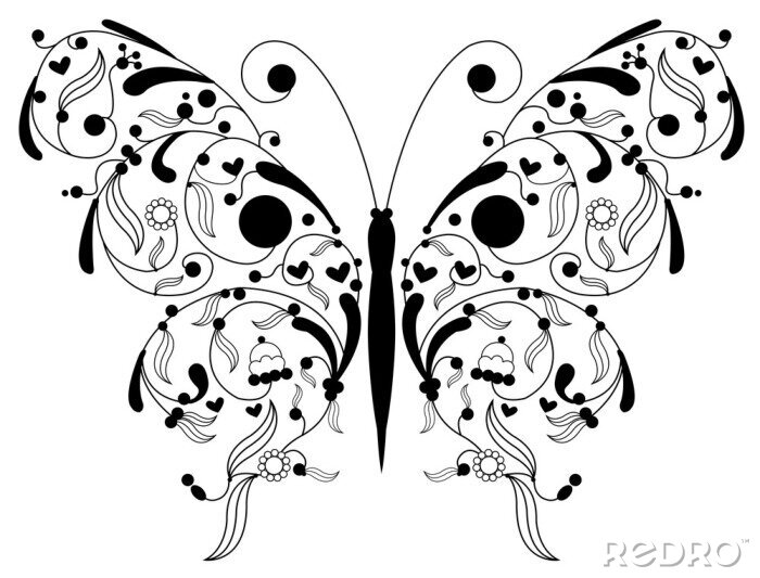 Fototapete Schmetterling mit Blumenflügeln