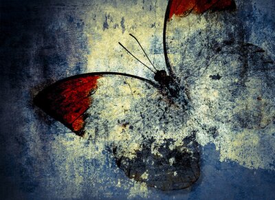 Fototapete Schmetterling vor Retro-Hintergrund