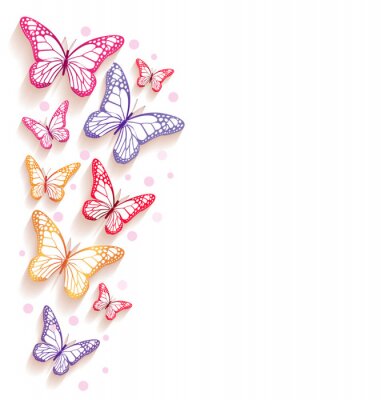 Fototapete Schmetterlinge und Punkte auf hellem Hintergrund