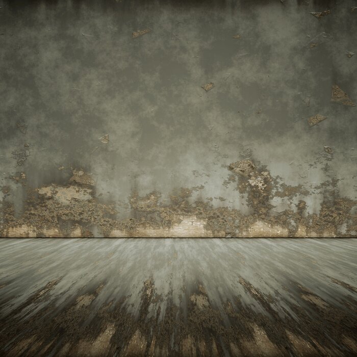 Fototapete Schmutzige bemooste Mauer