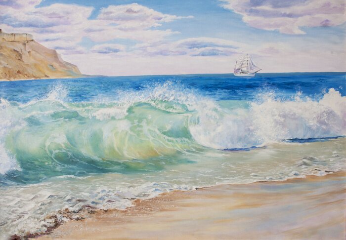 Fototapete Schöne, blaue, tropische Meer und Strand.