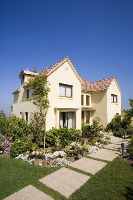 Fototapete Schöne gelbe Haus in den Vororten