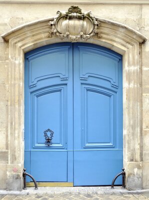 Fototapete Schöne hellblaue Tür in Paris