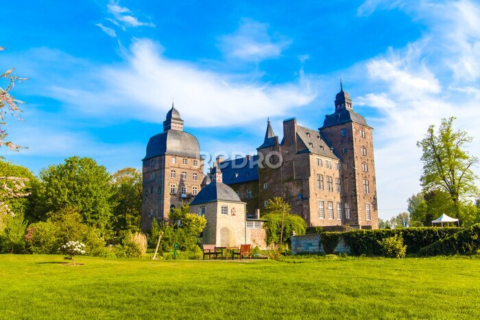 Fototapete Schöne Sommer Blick auf das Schloss in Deutschland. schloss myllendo