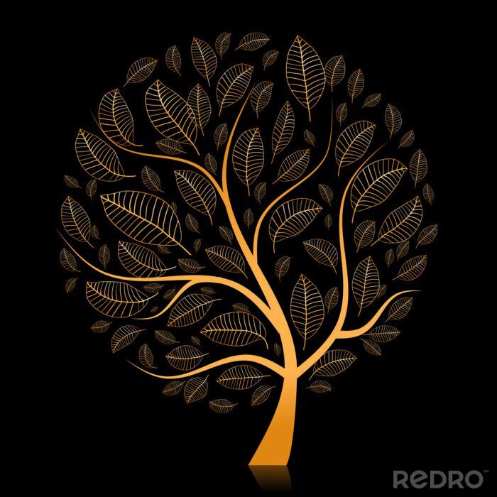 Fototapete Schöner Baum auf schwarzem Hintergrund