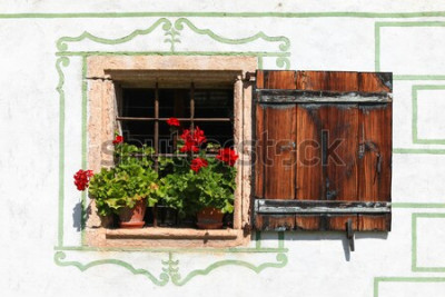 Fototapete Schönes Landhausfenster mit Blumen
