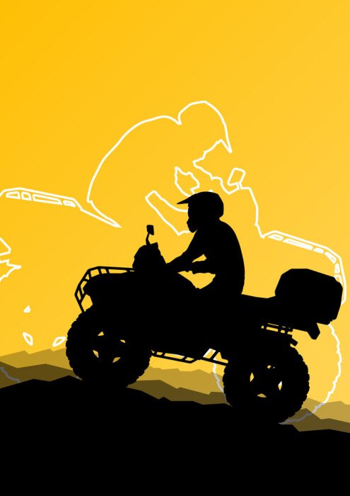 Fototapete Schwarz-gelbes Quad-Thema