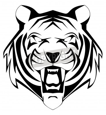 Fototapete Schwarz-weiß-bild eines tigers