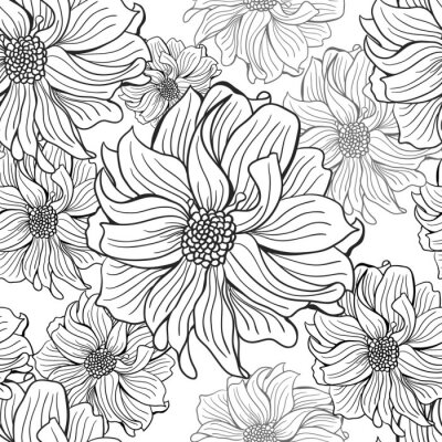 Fototapete Schwarz-weiß Blumen