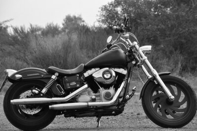 Fototapete Schwarz-Weiß-Foto eines Motorrads