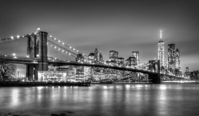 Fototapete Schwarz-Weiß-Fotografie der Brooklyn Bridge