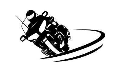 Fototapete Schwarz-Weiß-Motiv mit einem Motorrad in Bewegung