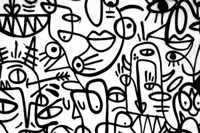 Schwarz-Weiß-Zeichnung: Graffiti-Abstraktion