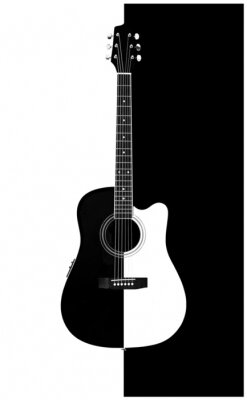 Schwarz-weiße akustische Gitarre