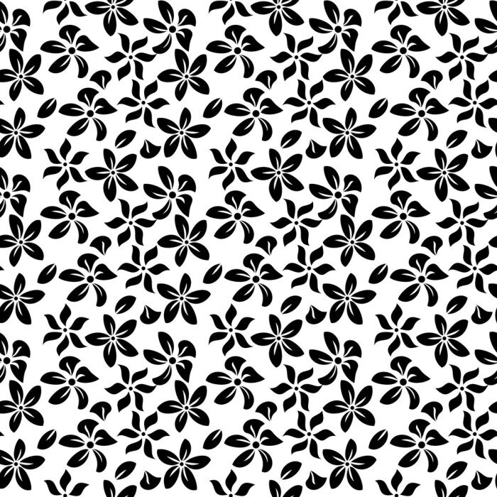Fototapete Schwarz-weiße Blümchen