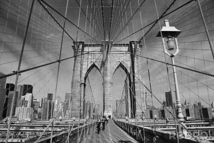 Fototapete Schwarz-weiße Brooklyn Bridge