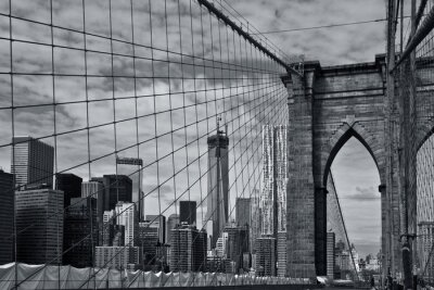 Fototapete Schwarz-weiße Brücke in New York