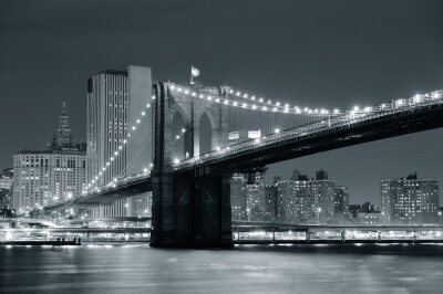 Fototapete Schwarz-weiße Brücke in NY