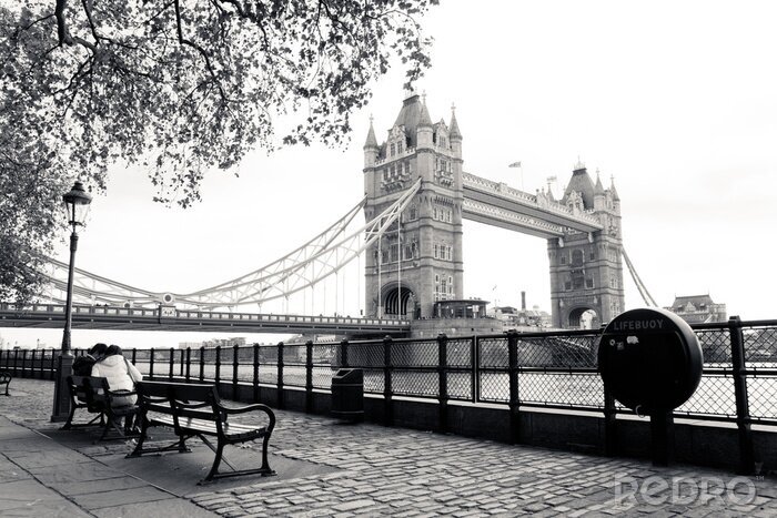 Fototapete Schwarz-weiße Brücke Tower Bridge