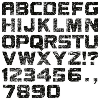 Fototapete Schwarz-weiße Buchstaben und Zahlen