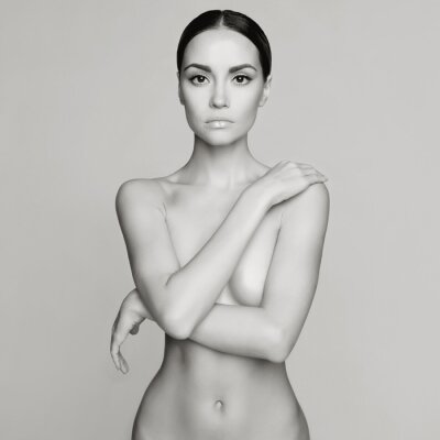 Fototapete Schwarz-weiße Darstellung einer nackten Frau