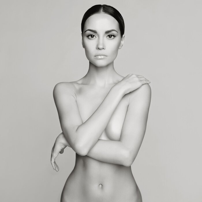 Fototapete Schwarz-weiße Darstellung einer nackten Frau