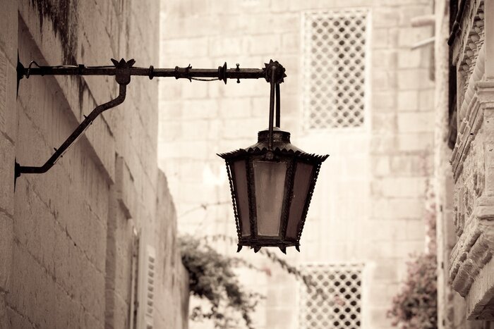 Fototapete Schwarz-weiße hängende Laterne