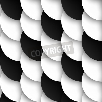 Fototapete Schwarz-weiße Halbkreisen 3D