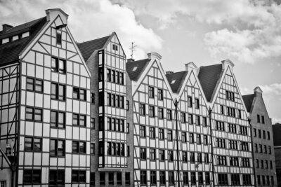 Fototapete Schwarz-weiße historische Gebäude