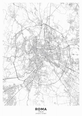 Schwarz-weiße Karte von Rom