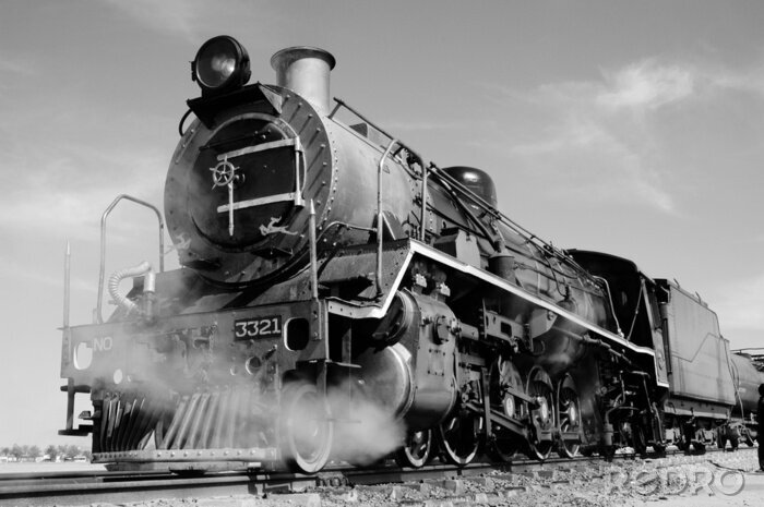 Fototapete Schwarz-weiße Lokomotive