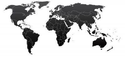 Schwarz-weiße politische Weltkarte
