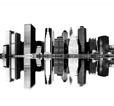 Fototapete Schwarz-weiße Skyline von New York City