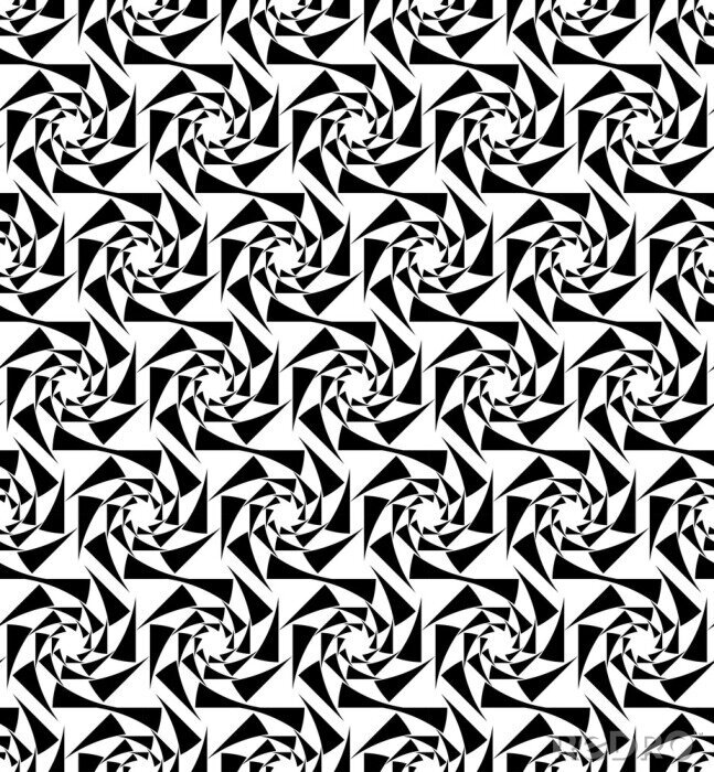 Fototapete Schwarz Weiße Spiralen aus Dreiecken