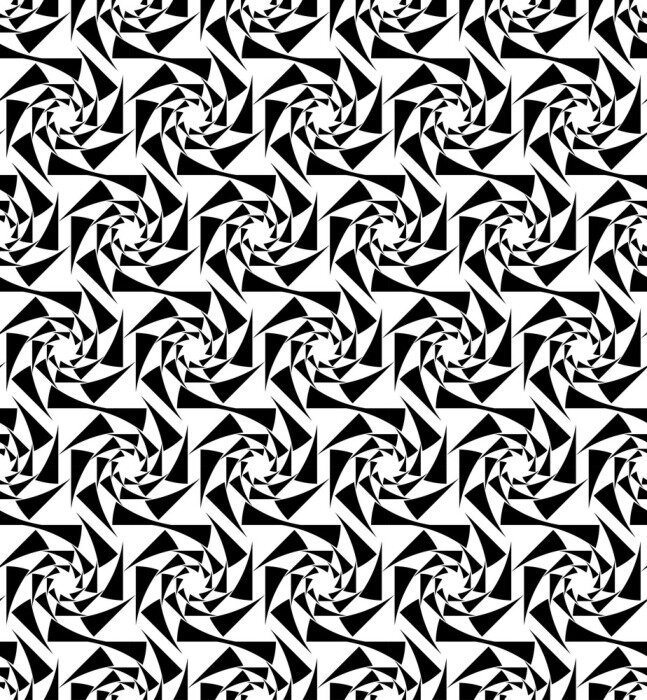 Fototapete Schwarz Weiße Spiralen aus Dreiecken