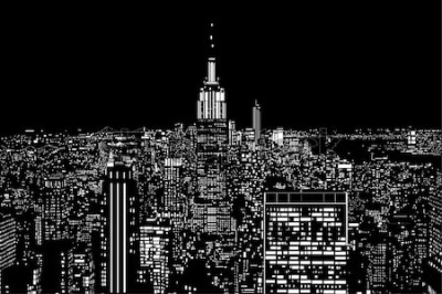 Fototapete Schwarz-weiße Stadtlichter