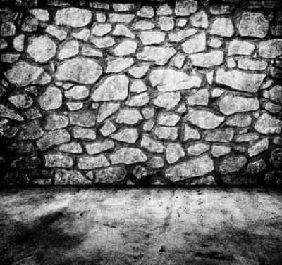 Fototapete Schwarz-weiße Steinmauer