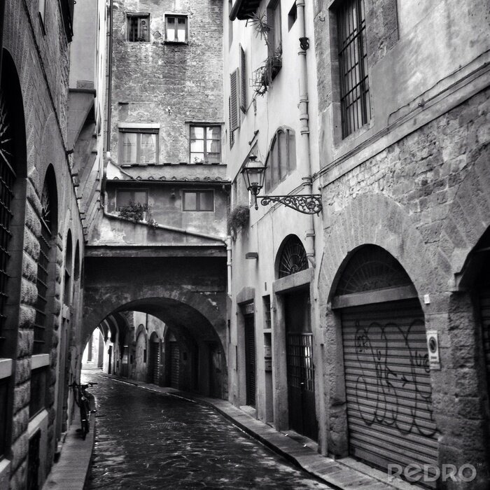 Fototapete Schwarz-weiße Straße in Florenz