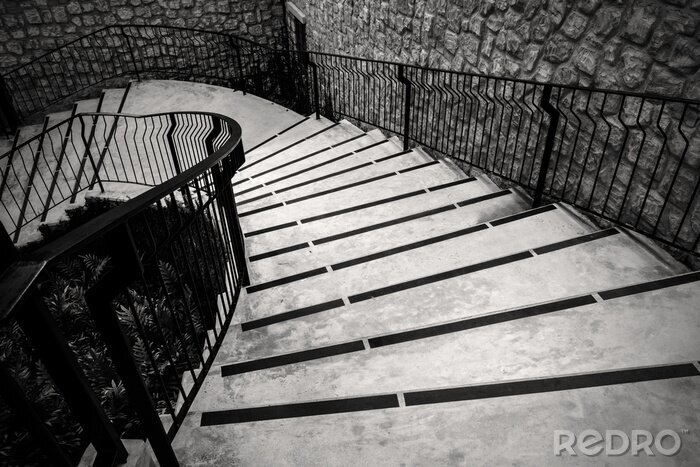 Fototapete Schwarz weiße Treppen