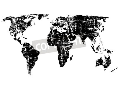 Fototapete Schwarz-weiße Weltkarte mit Textur